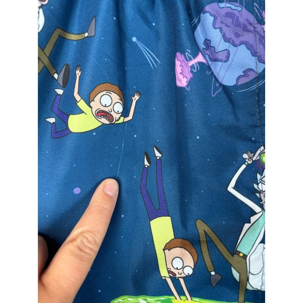 OppoSuits Rick and Morty Swim Trunks Mens L Blue Space Portal Board Shorts NWT